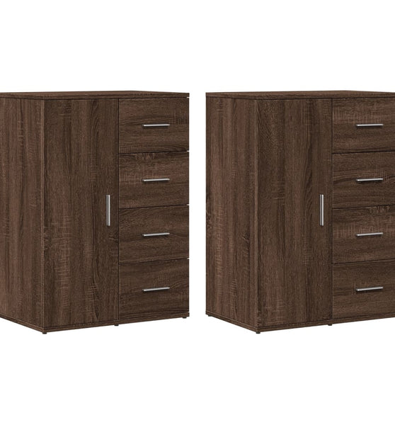 Sideboards 2 Stk. Braun Eichen-Optik 59x39x80 cm Holzwerkstoff