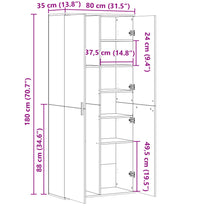 Highboard Sonoma-Eiche 80x35x180 cm Holzwerkstoff