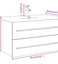 Waschbeckenunterschrank mit Einbaubecken Weiß