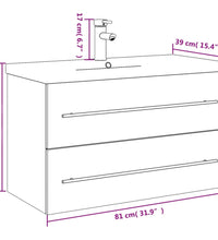 Waschbeckenunterschrank mit Einbaubecken Schwarz