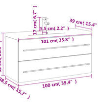 Waschbeckenunterschrank mit Einbaubecken Weiß