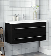Waschbeckenunterschrank mit Einbaubecken Schwarz