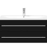Waschbeckenunterschrank mit Einbaubecken Schwarz