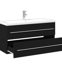 Waschbeckenunterschrank mit Einbaubecken Schwarz