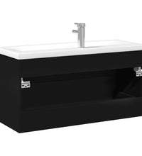 Waschbeckenunterschrank mit Einbaubecken Schwarz