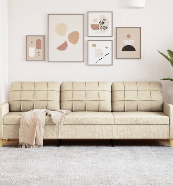 3-Sitzer-Sofa Creme 210 cm Stoff