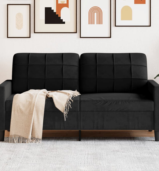 2-Sitzer-Sofa Schwarz 140 cm Samt