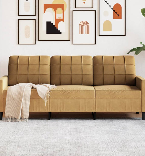 3-Sitzer-Sofa Braun 180 cm Samt