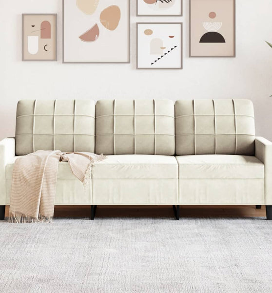 3-Sitzer-Sofa Creme 180 cm Samt
