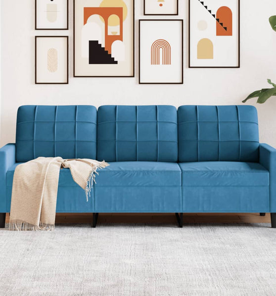 3-Sitzer-Sofa Blau 180 cm Samt