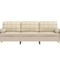 Sofa 3-Sitzer mit Zierkissen Creme 210 cm Stoff