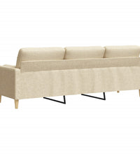 Sofa 3-Sitzer mit Zierkissen Creme 210 cm Stoff