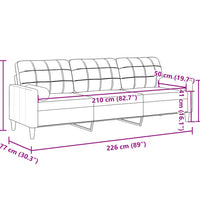 Sofa 3-Sitzer mit Zierkissen Creme 210 cm Stoff