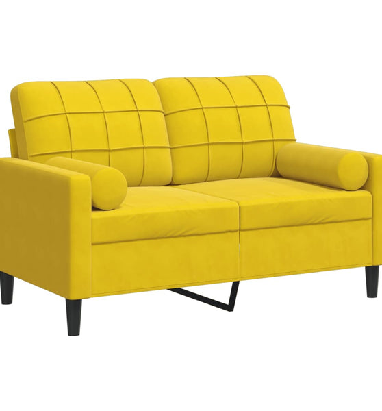 2-Sitzer-Sofa mit Zierkissen Gelb 120 cm Samt