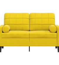 2-Sitzer-Sofa mit Zierkissen Gelb 120 cm Samt