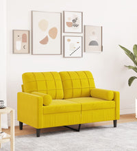 2-Sitzer-Sofa mit Zierkissen Gelb 120 cm Samt