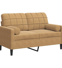 2-Sitzer-Sofa mit Zierkissen Braun 120 cm Samt