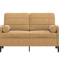 2-Sitzer-Sofa mit Zierkissen Braun 120 cm Samt