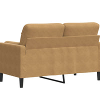 2-Sitzer-Sofa mit Zierkissen Braun 120 cm Samt