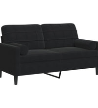 2-Sitzer-Sofa mit Zierkissen Schwarz 140 cm Samt