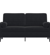 2-Sitzer-Sofa mit Zierkissen Schwarz 140 cm Samt