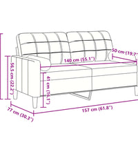 2-Sitzer-Sofa mit Zierkissen Schwarz 140 cm Samt