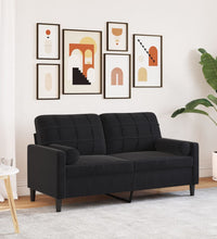 2-Sitzer-Sofa mit Zierkissen Schwarz 140 cm Samt