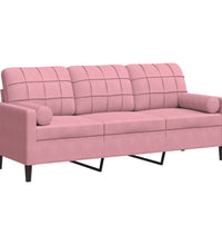 3-Sitzer-Sofa mit Zierkissen Rosa 180 cm Samt