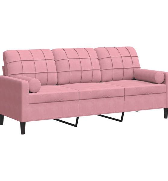 3-Sitzer-Sofa mit Zierkissen Rosa 180 cm Samt