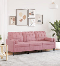 3-Sitzer-Sofa mit Zierkissen Rosa 180 cm Samt