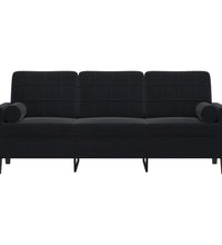 3-Sitzer-Sofa mit Zierkissen Schwarz 180 cm Samt