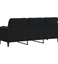 3-Sitzer-Sofa mit Zierkissen Schwarz 180 cm Samt