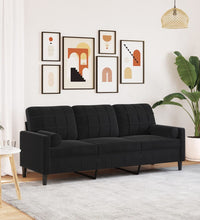 3-Sitzer-Sofa mit Zierkissen Schwarz 180 cm Samt