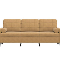 3-Sitzer-Sofa mit Zierkissen Braun 180 cm Samt