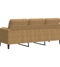 3-Sitzer-Sofa mit Zierkissen Braun 180 cm Samt