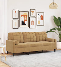 3-Sitzer-Sofa mit Zierkissen Braun 180 cm Samt