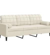 3-Sitzer-Sofa mit Zierkissen Creme 180 cm Samt