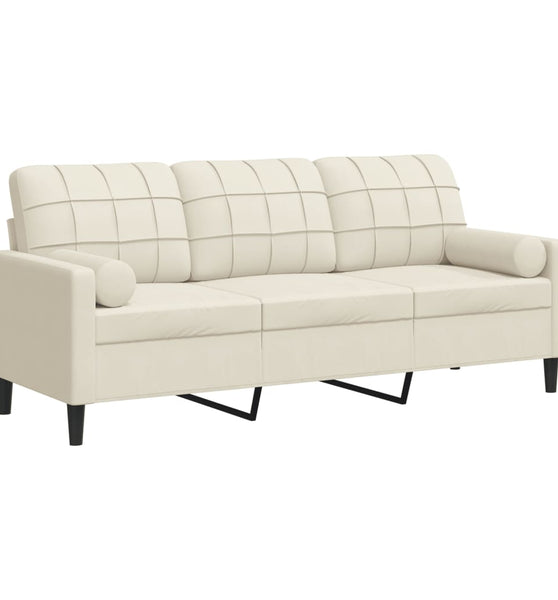 3-Sitzer-Sofa mit Zierkissen Creme 180 cm Samt