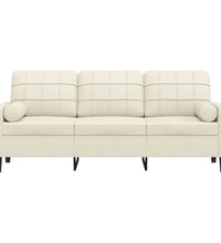 3-Sitzer-Sofa mit Zierkissen Creme 180 cm Samt