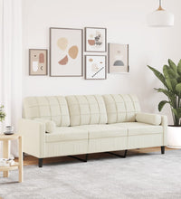 3-Sitzer-Sofa mit Zierkissen Creme 180 cm Samt