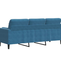 3-Sitzer-Sofa mit Zierkissen Blau 180 cm Samt
