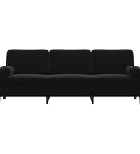 Sofa 3-Sitzer mit Zierkissen Schwarz 210 cm Samt
