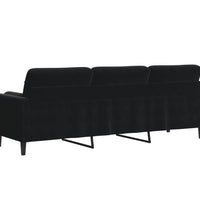 Sofa 3-Sitzer mit Zierkissen Schwarz 210 cm Samt