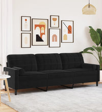 Sofa 3-Sitzer mit Zierkissen Schwarz 210 cm Samt