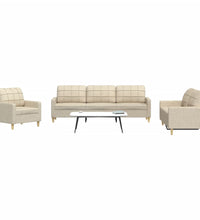 3-tlg. Sofagarnitur Creme Stoff