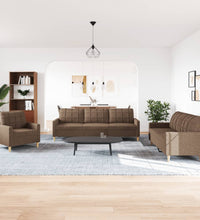 3-tlg. Sofagarnitur Braun Stoff