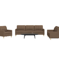 3-tlg. Sofagarnitur Braun Stoff
