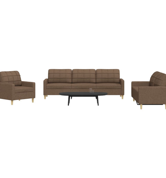 3-tlg. Sofagarnitur Braun Stoff