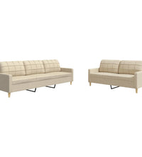 2-tlg. Sofagarnitur Creme Stoff