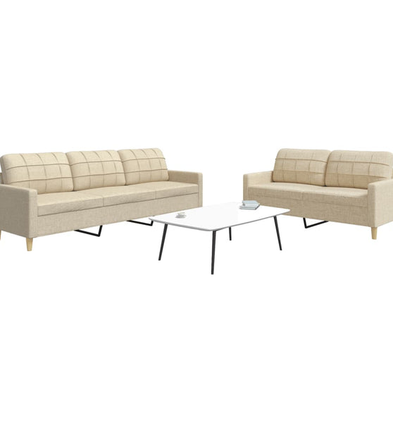 2-tlg. Sofagarnitur Creme Stoff